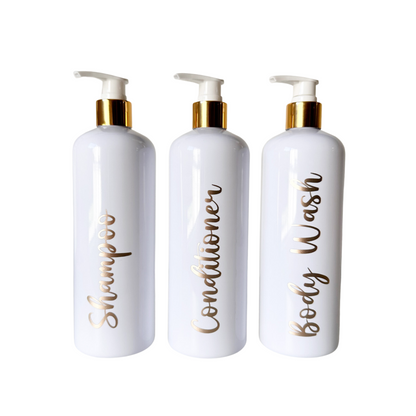 3pcs 500ml White Pump Bottles including labels